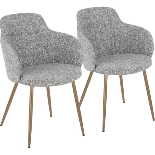 Boyne Dining Accent Chair in Antique Copper Metal & Dark Grey Fabric (Set of 2)